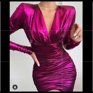 Deep plunge purple dress